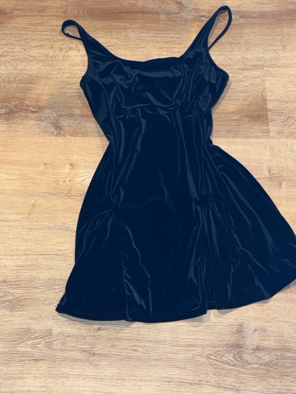 delicates Midnight Black Velvet Slip Mini Dress